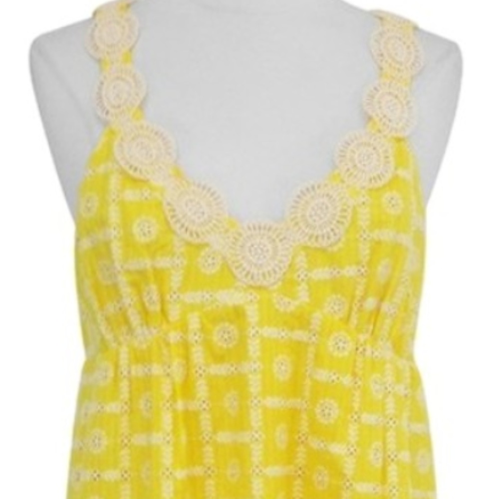 Yellow Embroidered Eyelet Dress... With Pockets!